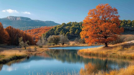 Fototapeta premium EnrouteFrance's seasonal beauty, a blank canvas showcasing the changing colors of autumn and the freshness of spring