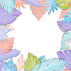 Png paper craft leaf frame mockup flat lay style