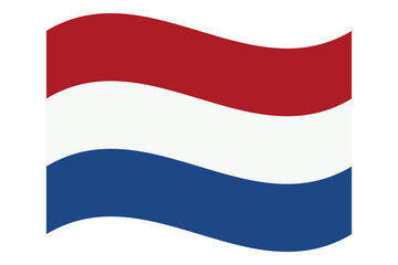 Wavy flag of Netherlands, isolated on transparent background. Flag of the Kingdom of the Netherlands. Vector illustration