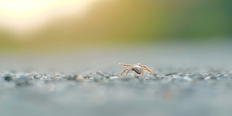 Macro Shot of a Tick in Natural Setting with Blurred Background. Concept Macro Photography, Nature, Tick, Blurred Background, Wildlife