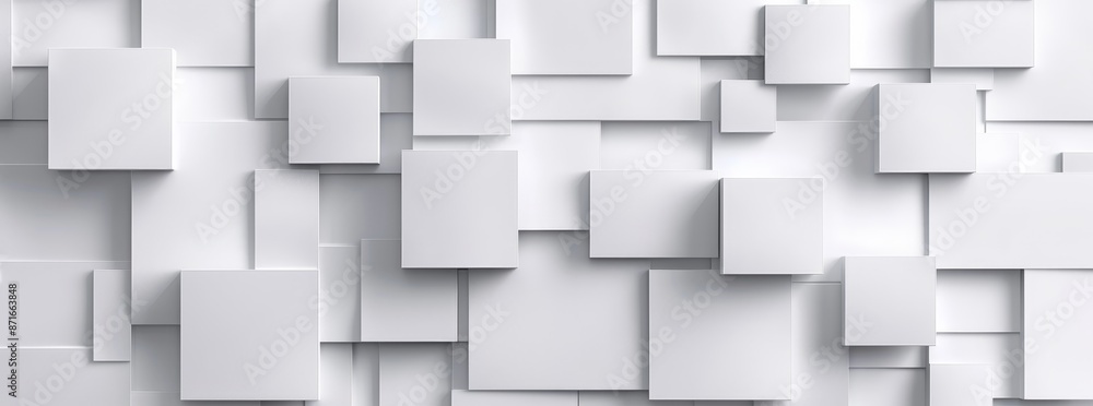 Poster the background wallpaper banner is a random block of white cube boxes shifted in different direction