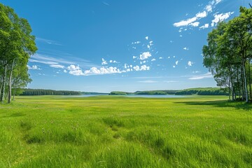 Obraz premium Beautiful Spring Green Grassland professional photography