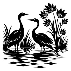heron silhouette vector illustration 