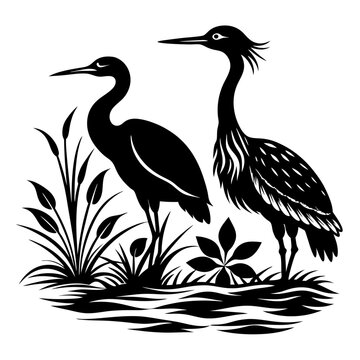 recommend clip art: heron silhouette vector illustration 
