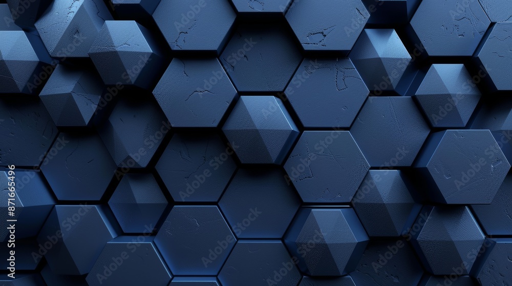 Poster background texture with hexagonal shapes. 3d illustration, 3d rendering