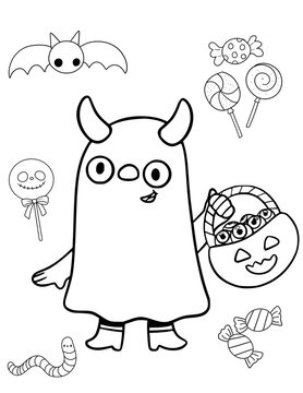 recommend clip art: A cute non-scary ghost floating around, ideal for young kids' Halloween coloring activities