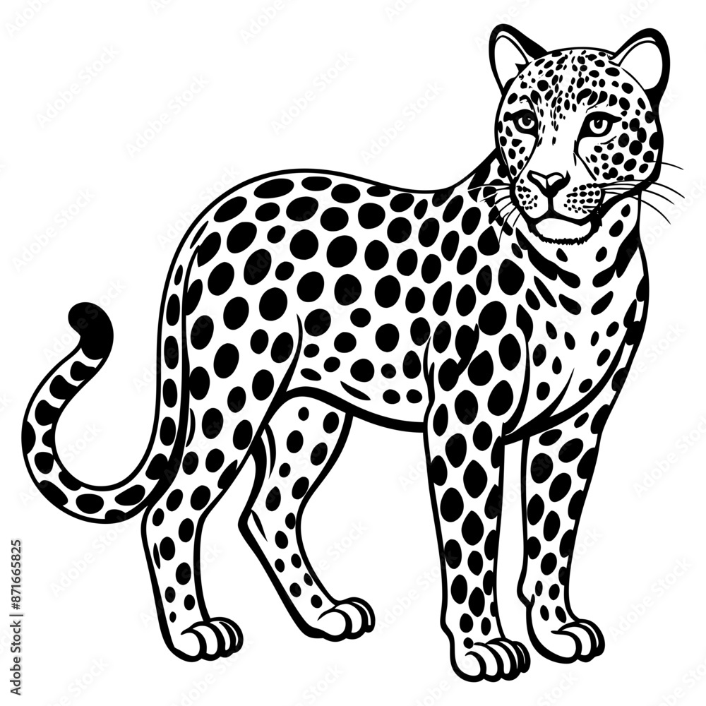 Sticker Leopard vector illustration, Leopard silhouette, Leopard vector art