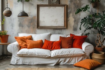 blank frame in living room corner professional photography