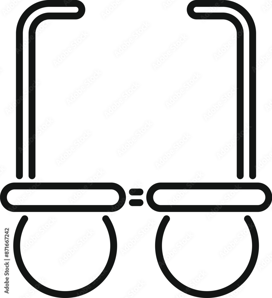 Poster simple line icon representing a pair of funny round glasses, often associated with geek culture and 