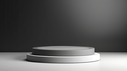 3D rendering of empty white podium or pedestal isolated on white background.