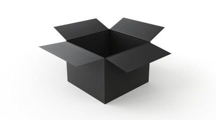 Cardboard box in black color on white background