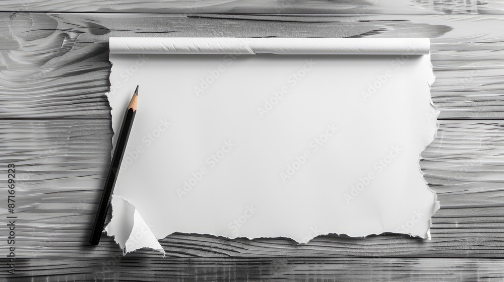 Poster empty paper and pencil for drawing and graphic design with space for text