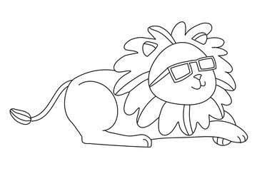Lion doodle png sticker, blank printable transparent design for children's art project