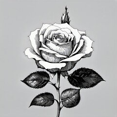Elegance in simplicity: a timeless black and white rose line drawing.