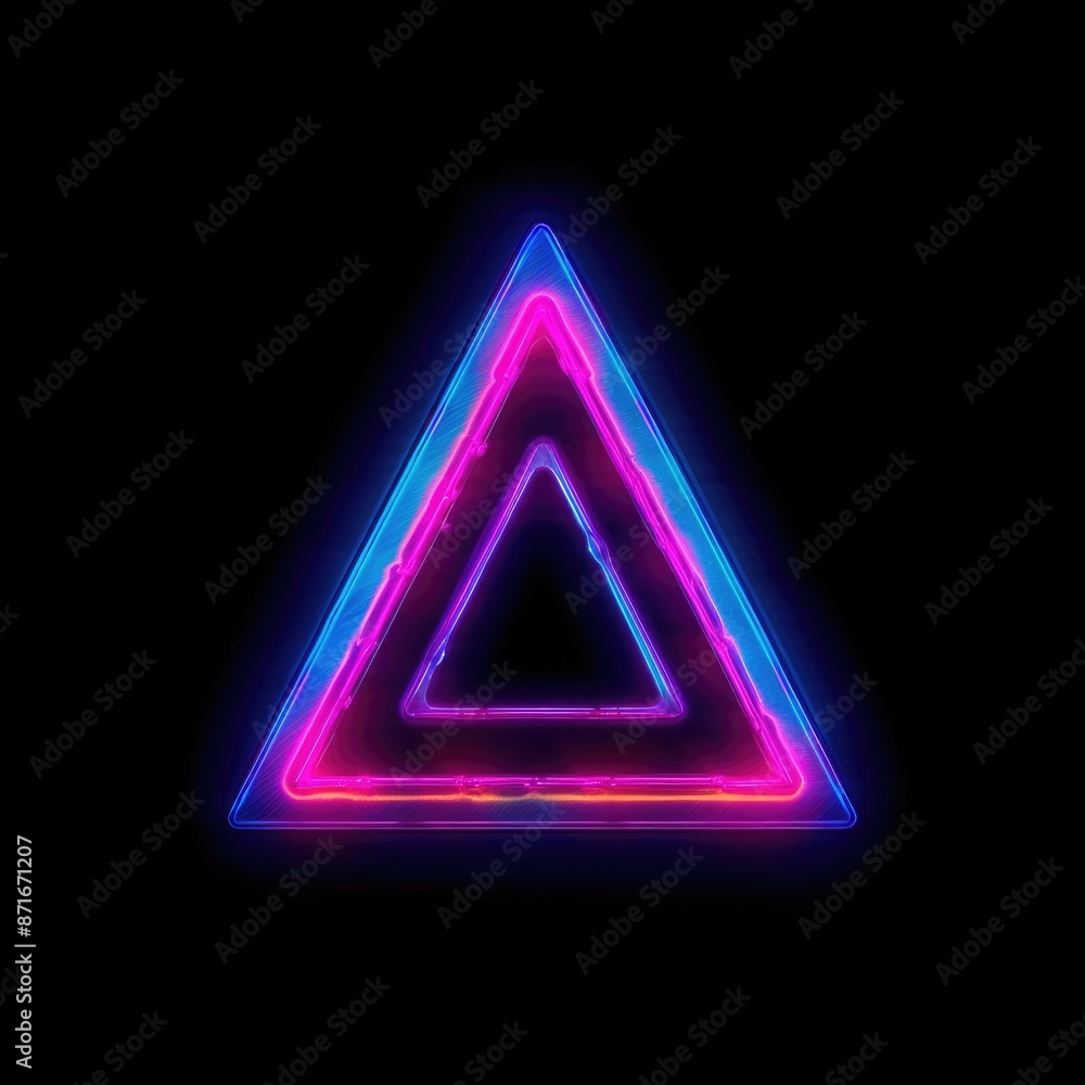 Poster abstract picture of mysterious geometric shape portal with digital style neon light reflecting set a
