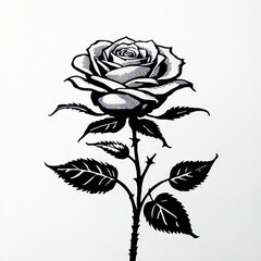 Elegance in simplicity: a timeless black and white rose line drawing.