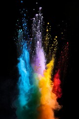 Colorful Powder Explosion on Black Background