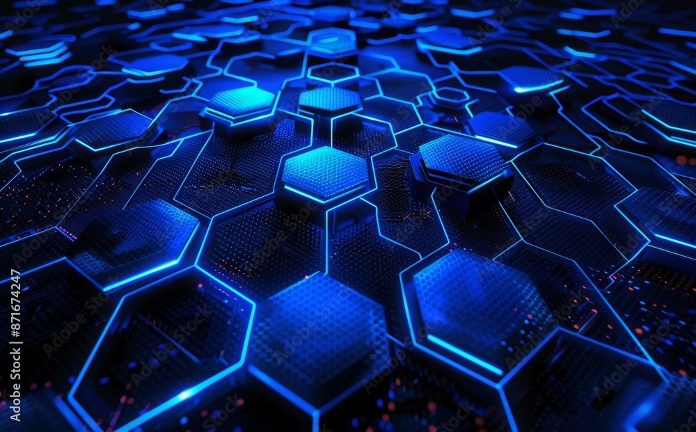 Poster the hexagonal digital sci-fi pattern is abstract modern technology innovation concept design