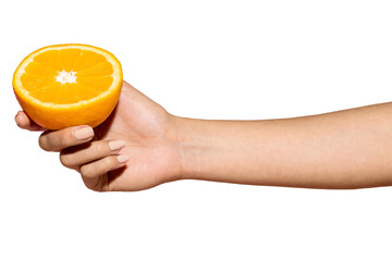 Woman holding half an orange design resource