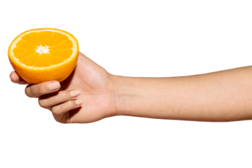 Woman holding half an orange design resource