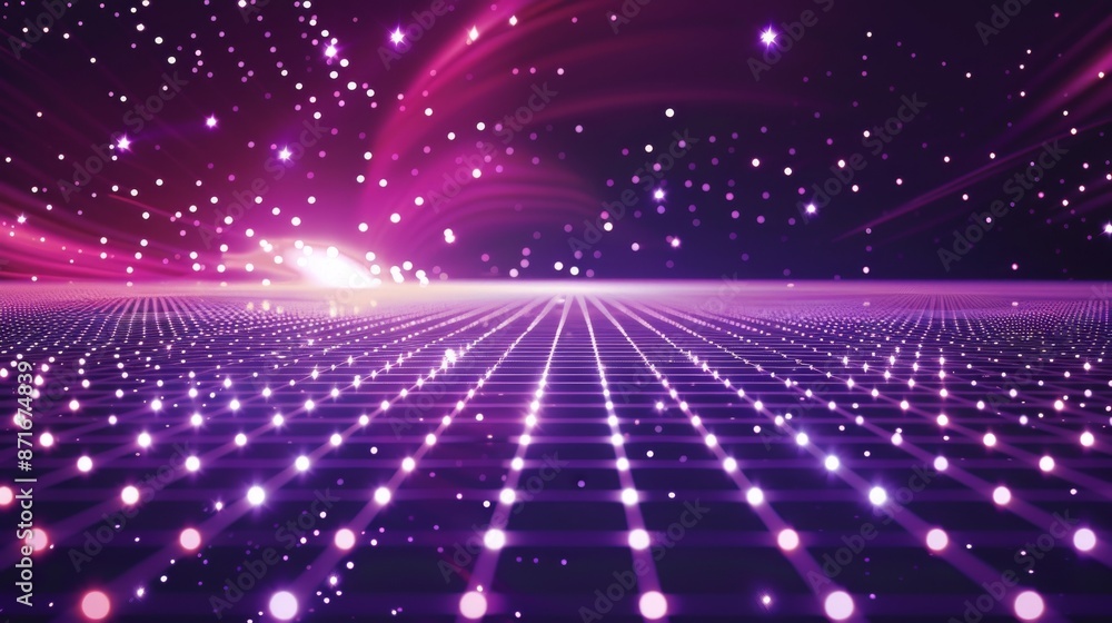 Poster retro sci-fi outer space grid with copyspace for text placeholder.