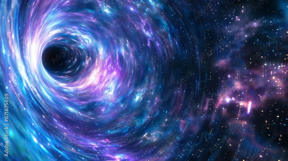 Poster time vortex tunnel background. time and space wormhole. steady loop wormhole straight through time a
