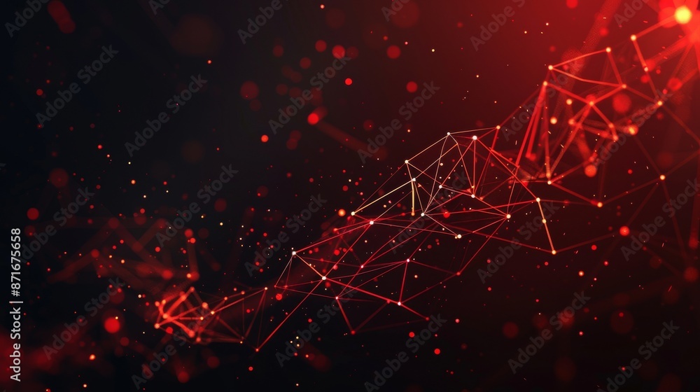 Poster a red polygonal space with mollusk structure and communication. the structure of a network connectio