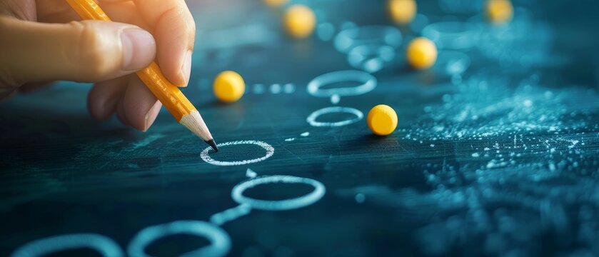 Customer journey map with chalk on green board, Customer Journey Map, visual business strategy