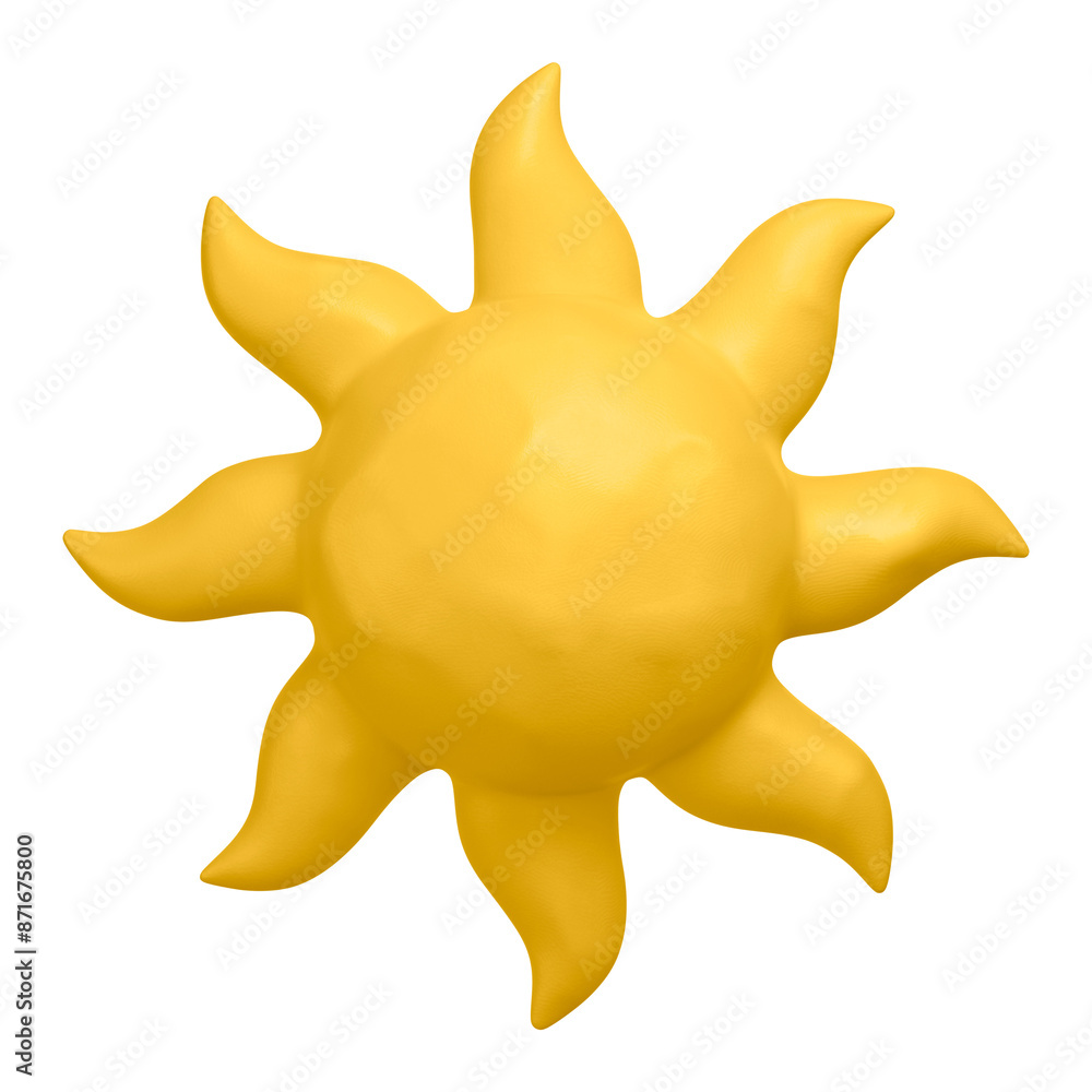 Wall mural Sun, weather png icon sticker, 3D rendering, transparent background