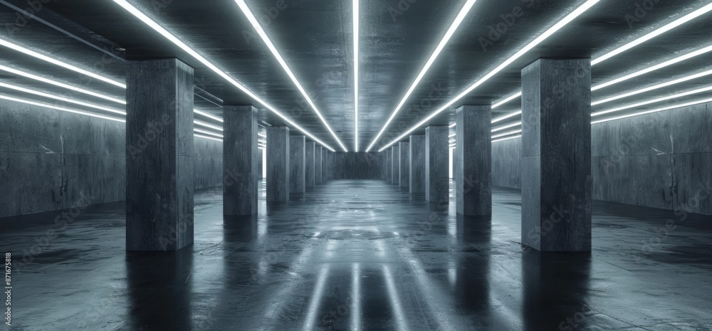 Poster alien 3d rendering columns grunge concrete science fiction elegant modern futuristic spaceship under