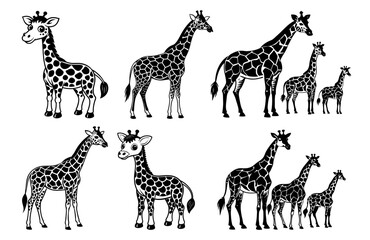 Giraffe vector illustration, Giraffe silhouette, Giraffe vector art