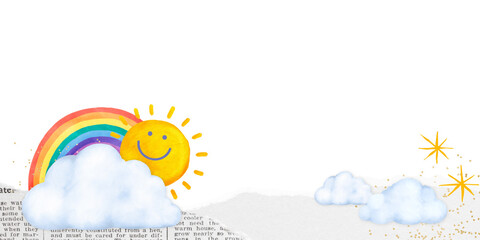 Sunny sky png border, transparent background