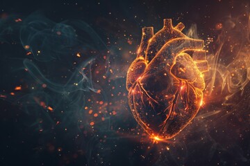 It shows a futuristic and technological heart constructed from wires and circuits, attached to an AI system.