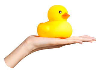 Png cute rubber duck sticker, transparent background