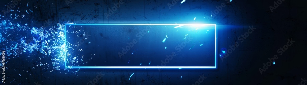 Poster a futuristic interface frame in blue glow with circuit transparency in the background