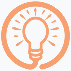 Light bulb icon with circular motion.  Clean energy symbol on white background - editable stroke vector illustration eps10