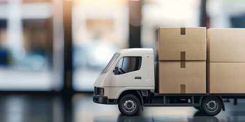 Speedy Online Shipping with Express Delivery via Fast Truck Service. Concept Fast Shipping, Express Delivery, Online Shopping, Speedy Service, Delivery Truck