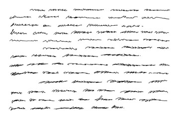 Unreadable hand written text. Illegible antique English cursive fake document. Linear abstract text
