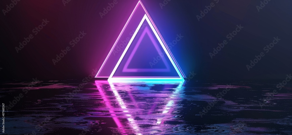 Aufkleber futuristic 3d rendering of abstract neon light shapes on black and reflective concrete with text spa