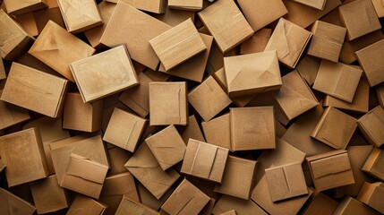 Many brown boxes with space for writing