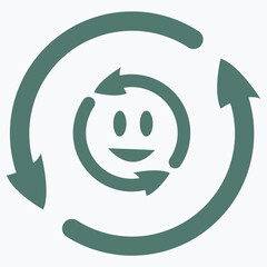 vector illustration of an isolated circular arrow in the form of a smiley face. Editable color. Repeat, icon in a circle.