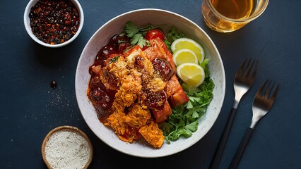 A delicious and hearty meal ready-to-eat looks very delicious food