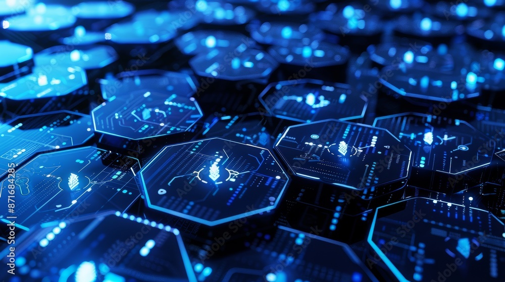 Poster modern sci-fi technology background with hexagonal pattern. minimal hexagon grid pattern animation i