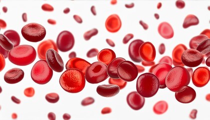 Erythrocytes blood cell stream isolated on white background , generated by AI