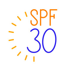 Obraz premium SPF 30 line icon. Skincare, ultraviolet, beauty, spa, sunburn, rejuvenation, cleansing, facial mask, therapy, wellness, health, anti-aging, pampering, glow, hydration, facial care, self-care, salon