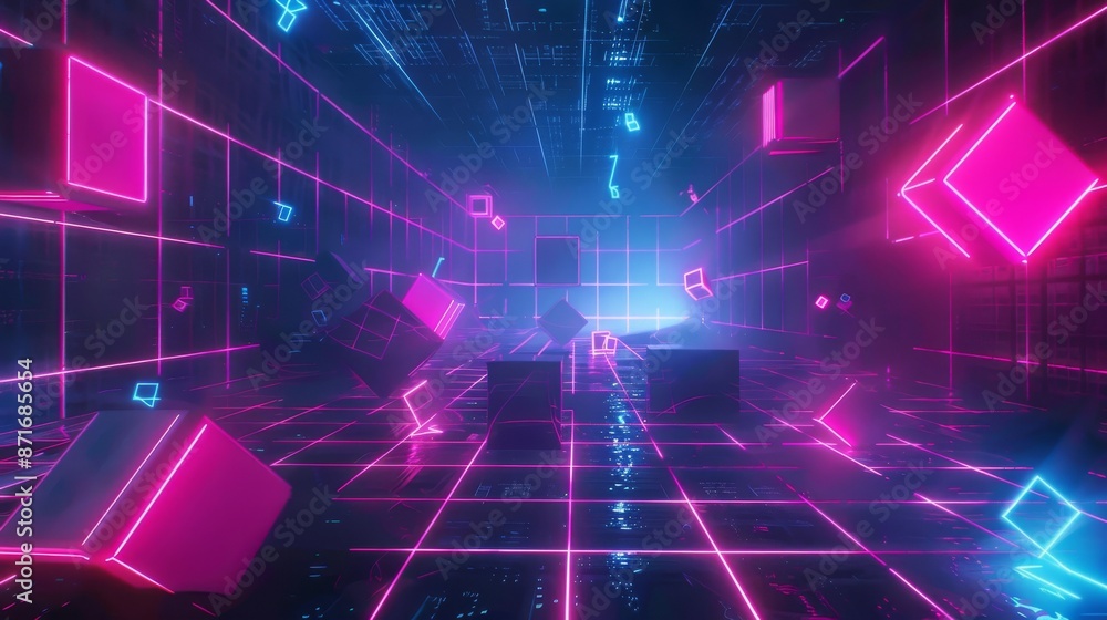Poster background model with high speed motion line, virtual reality, cyber space futuristic sci-fi backgro