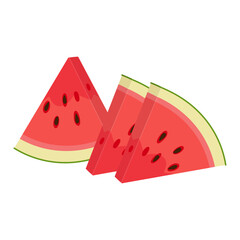 Watermelon slice. Ripe red cut watermelon. Hand drawn Trendy flat style isolated cut fruit organic natural dessert, healthy sweet red juicy Sliced summer fruit. Vector illustration