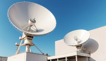 huge satellite dishes, isolated white background