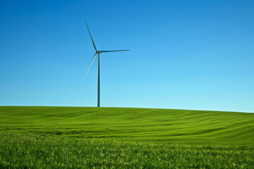 Wind Turbine in a Lush Green Field