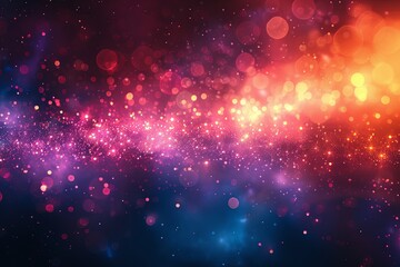 Obraz premium Colorful galaxy of stars and planets with a purple and orange hue. The stars are scattered throughout the galaxy, creating a sense of movement and depth